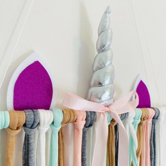 Shabby Chic Unicorn Hair Bow Clip Headband Holder Organizer Accessory Storage - Picture 2 of 3